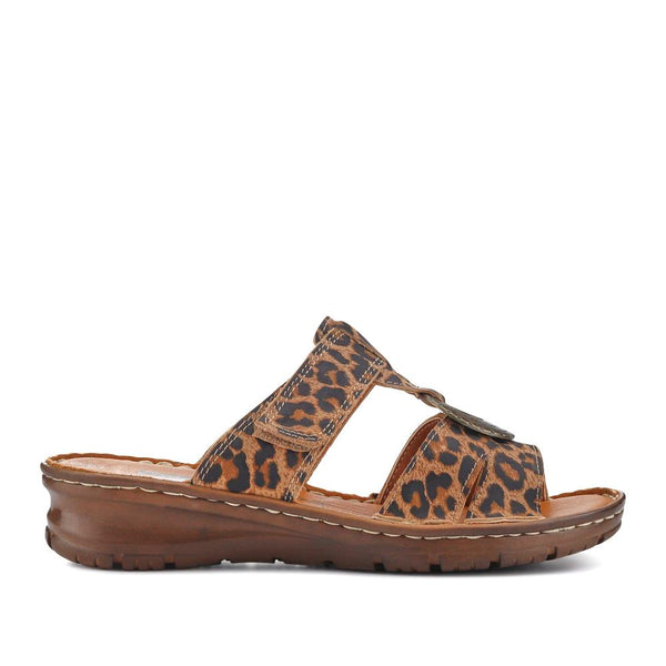 pavers Lightweight Cushioned Leather Mules - Leopard
