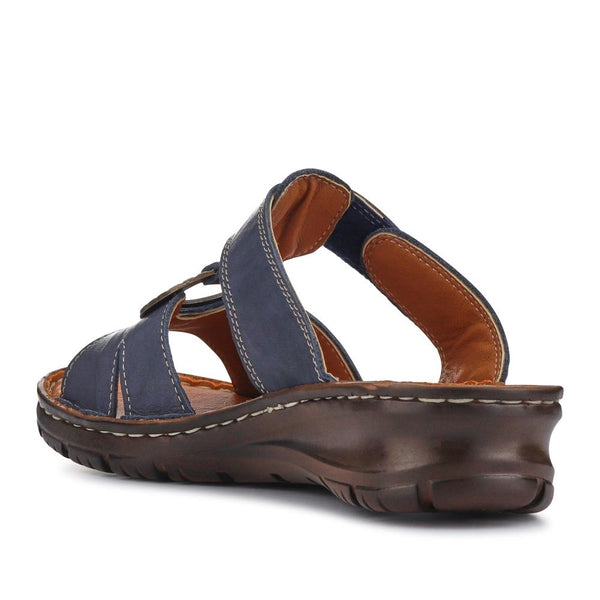 Pavers Lightweight Cushioned Leather Mules - Navy