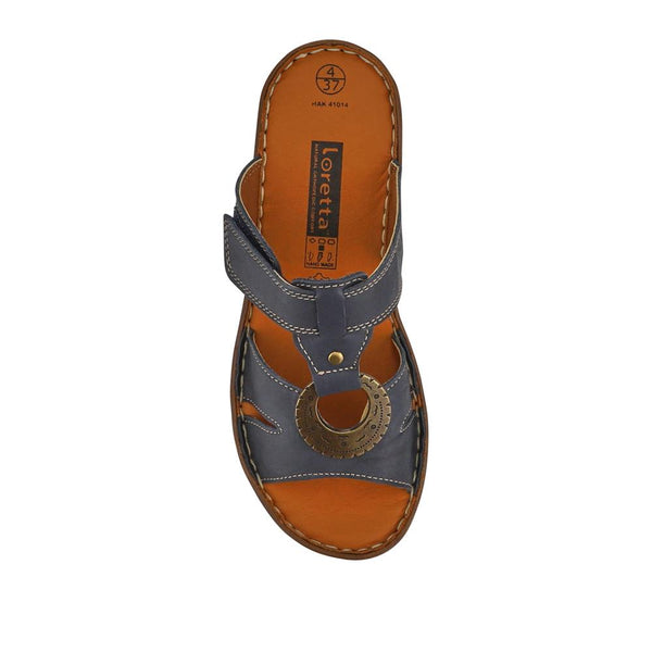 Pavers Lightweight Cushioned Leather Mules - Navy