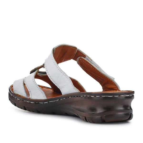 Pavers Lightweight Cushioned Leather Mules - White