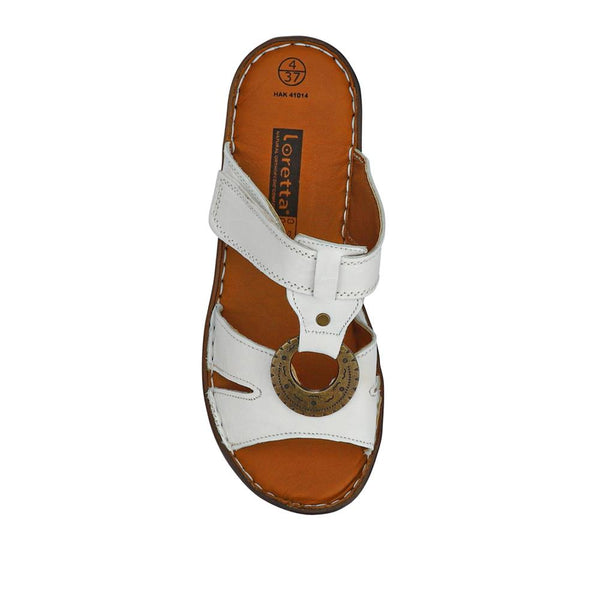 Pavers Lightweight Cushioned Leather Mules - White