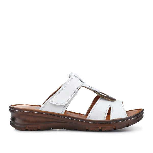 pavers Lightweight Cushioned Leather Mules - White