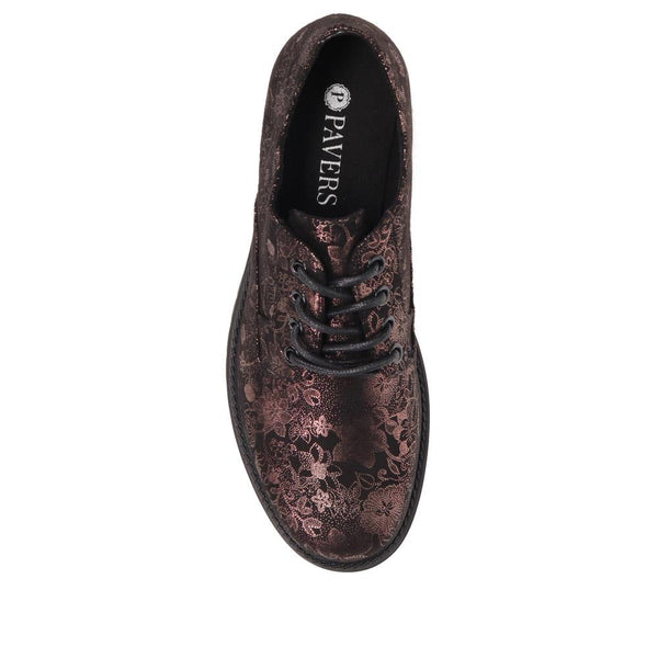 Pavers Lightweight Lace-Up Shoes - Black Floral