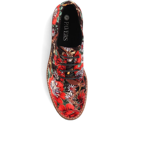 Pavers Lightweight Lace-Up Shoes - Floral