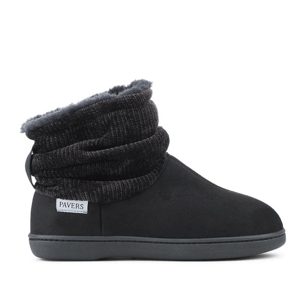Pavers Lightweight Memory Foam Slipper Boots - Black