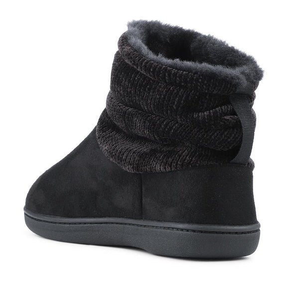pavers Lightweight Memory Foam Slipper Boots - Black