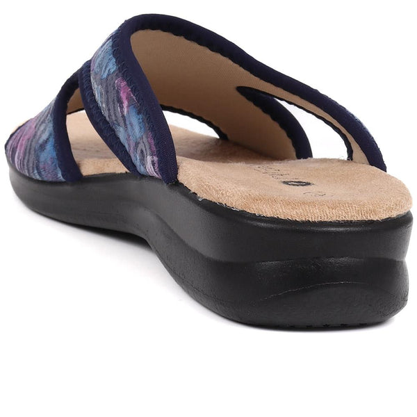 Pavers Lightweight Slip-on Mules - Navy Floral