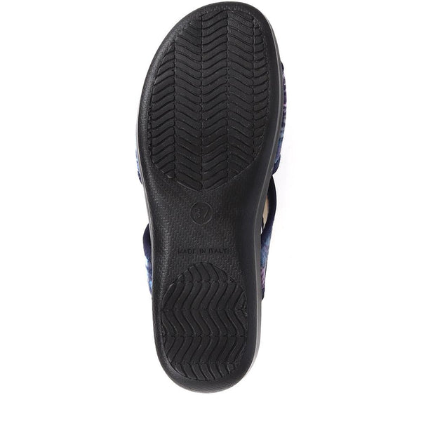 Pavers Lightweight Slip-on Mules - Navy Floral