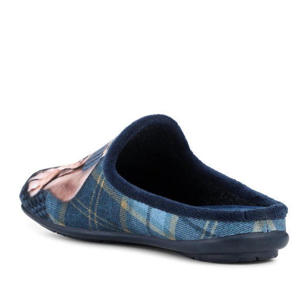 Pavers Lightweight Velour Dog Slippers - Navy