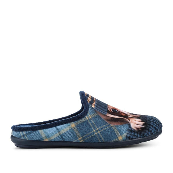pavers Lightweight Velour Dog Slippers - Navy