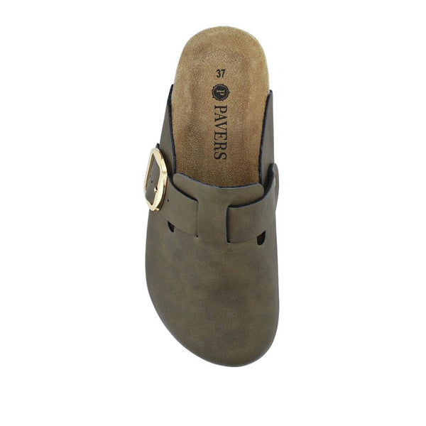 Pavers Lighweight Clogs With Leather Insock - Khaki