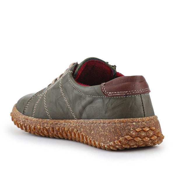 Pavers Loretta Leather Trainers - Khaki