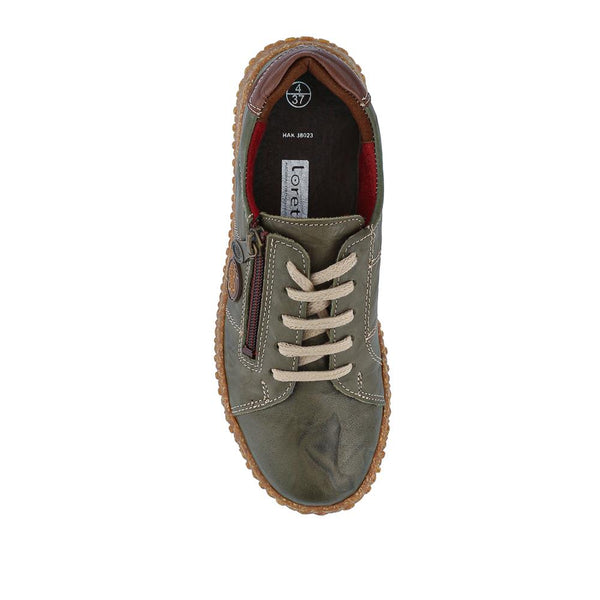 Pavers Loretta Leather Trainers - Khaki