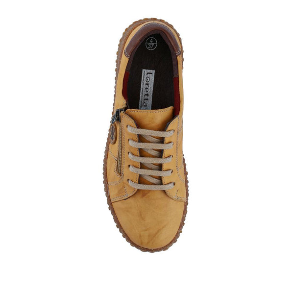 Pavers Loretta Leather Trainers - Mustard