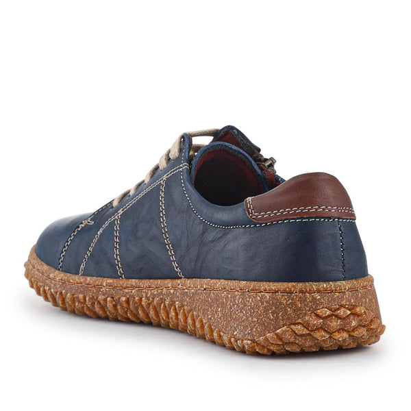Pavers Loretta Leather Trainers - Navy