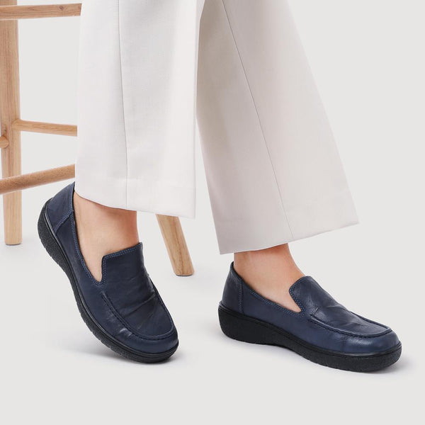 Pavers Loretta Smart Leather Loafers - Navy