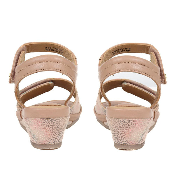 Pavers Low Wedge Touch-Fasten Sandals - Nude