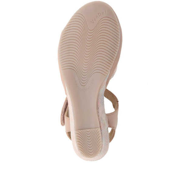 Pavers Low Wedge Touch-Fasten Sandals - Nude
