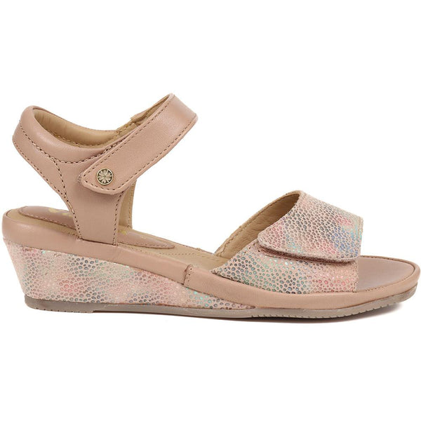 pavers Low Wedge Touch-Fasten Sandals - Nude