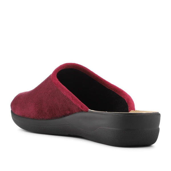 Pavers Luxury Embroidered Mule Slippers - Burgundy