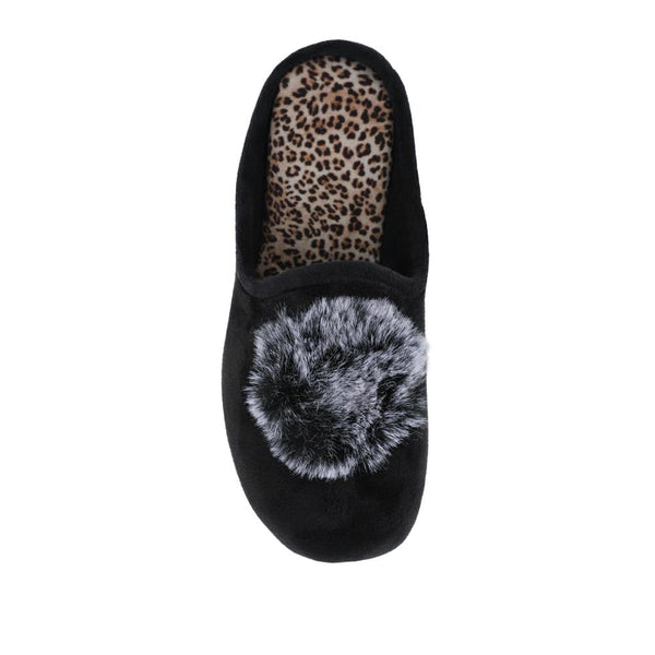 Pavers Luxury PomPom Slippers - Black
