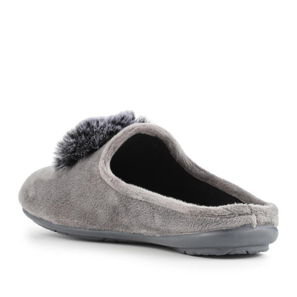 Pavers Luxury PomPom Slippers - Grey