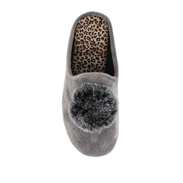 Pavers Luxury PomPom Slippers - Grey