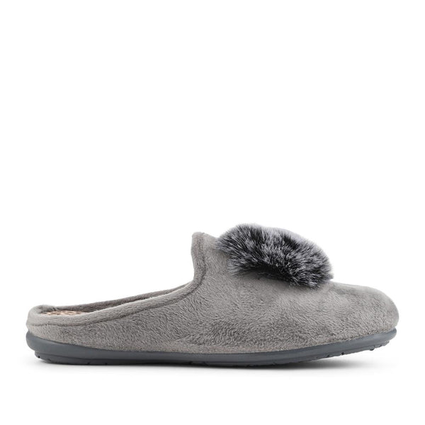 pavers Luxury PomPom Slippers - Grey