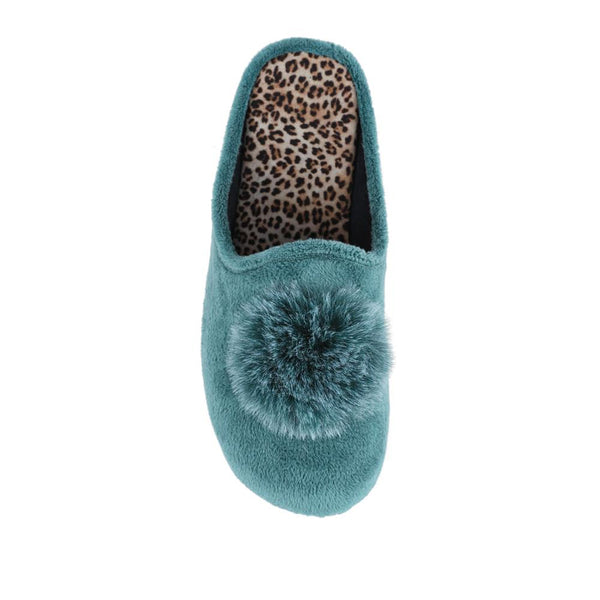 Pavers Luxury PomPom Slippers - Teal