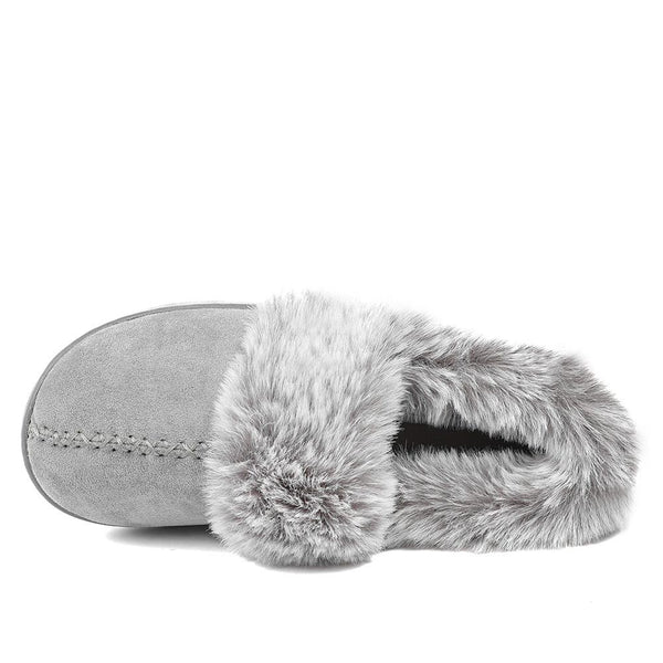 Pavers Luxury Velour Cushioned Slippers - Grey