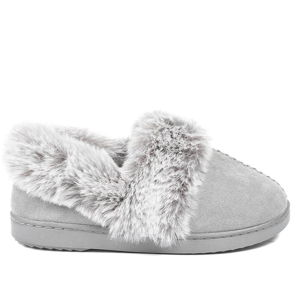 pavers Luxury Velour Cushioned Slippers - Grey