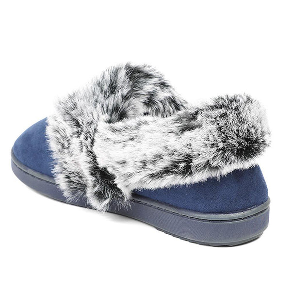 Pavers Luxury Velour Cushioned Slippers - Navy