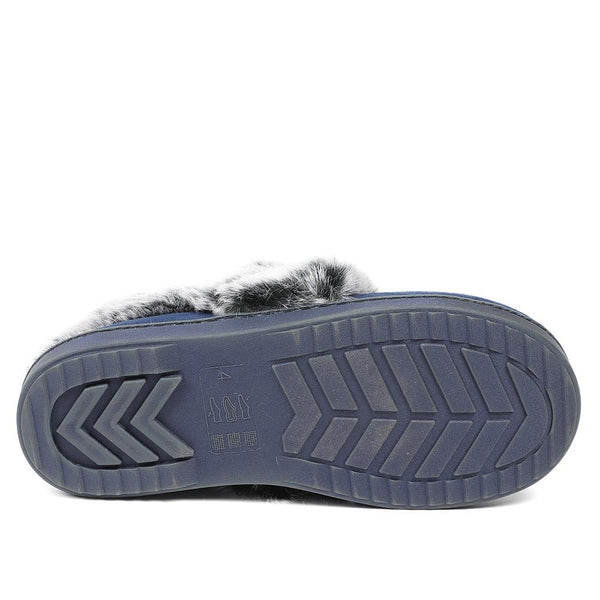 Pavers Luxury Velour Cushioned Slippers - Navy