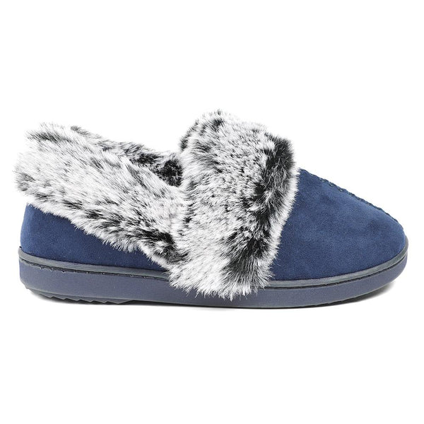 pavers Luxury Velour Cushioned Slippers - Navy