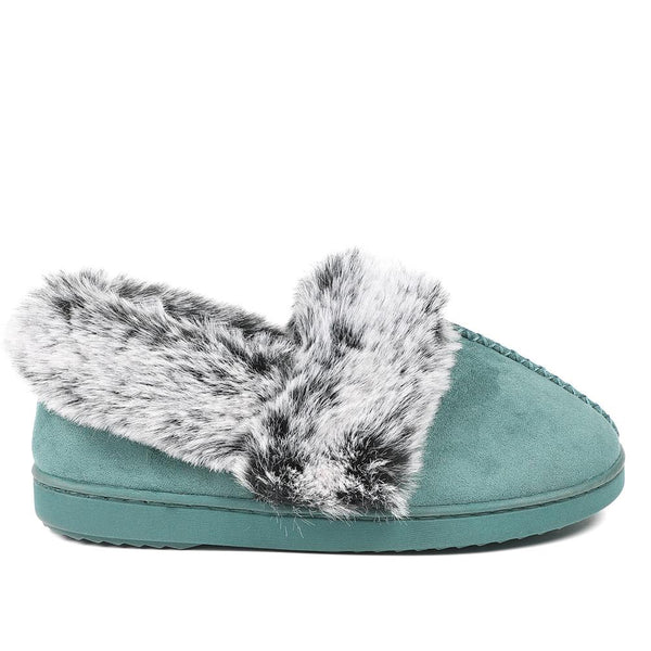 pavers Luxury Velour Cushioned Slippers - Teal