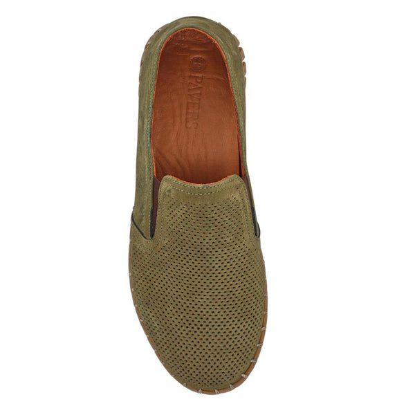 Pavers Men's Casual Leather Slip-On Shoes - Khaki