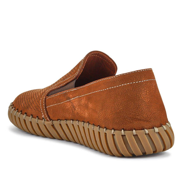 Pavers Men's Casual Leather Slip-On Shoes - Tan