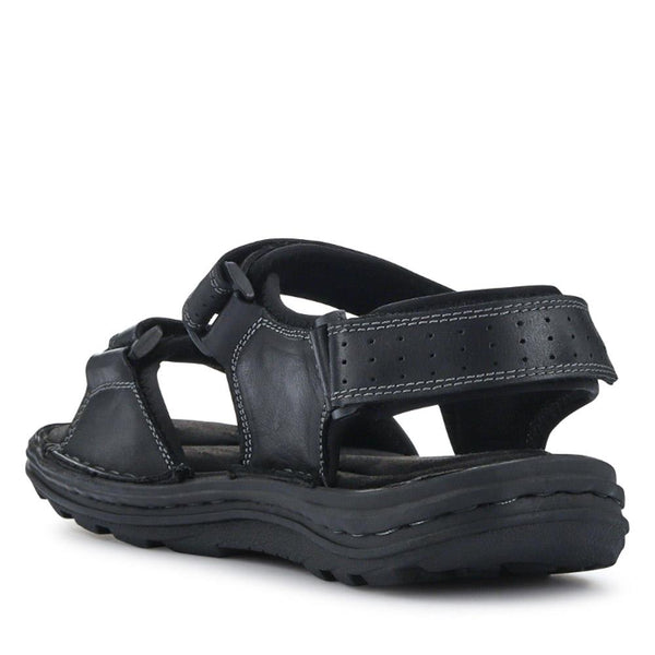 Pavers Men's Leather Adjustable Sandals - Black