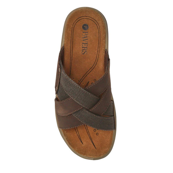 Pavers Men's Leather Mules - Brown