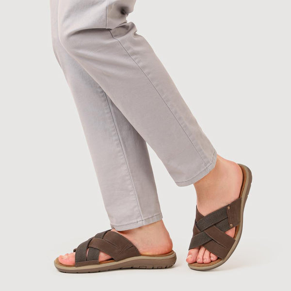 Pavers Men's Leather Mules - Brown