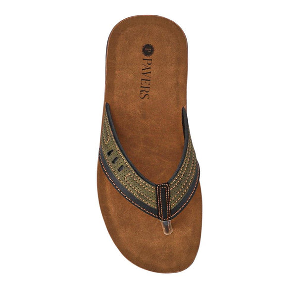 Pavers Men's Slip-On Toe Post Sandals - Brown