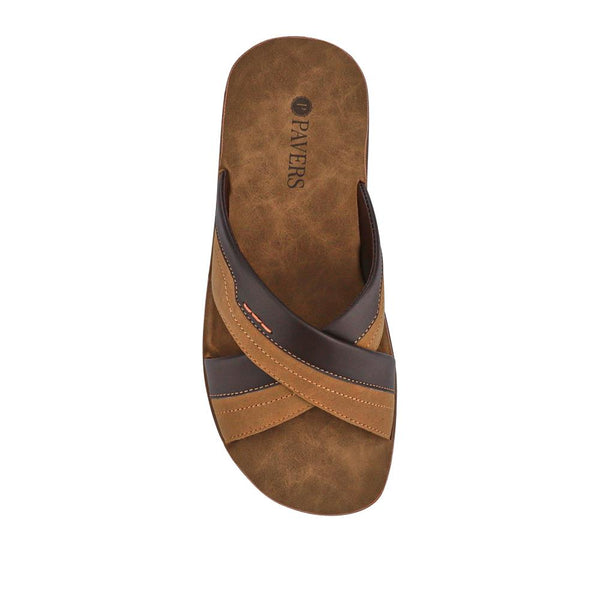 Pavers Men's Strappy Slides - Brown