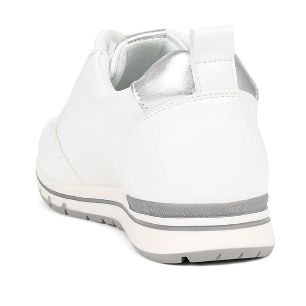 Pavers Metallic Accent Lace-Up Trainers - White