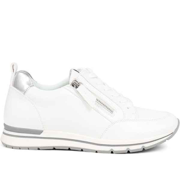 pavers Metallic Accent Lace-Up Trainers - White