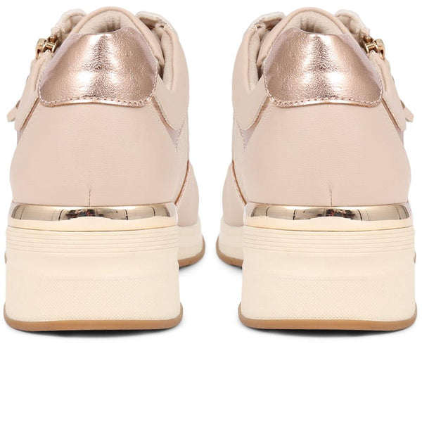 Pavers Metallic Accent Wedge Trainers - Beige