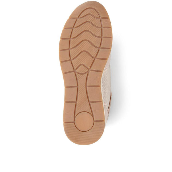 Pavers Metallic Accent Wedge Trainers - Beige