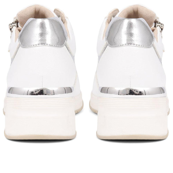 Pavers Metallic Accent Wedge Trainers - White