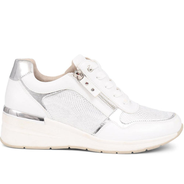 pavers Metallic Accent Wedge Trainers - White