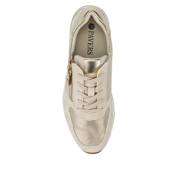 Pavers Metallic Cushioned Trainers - Gold