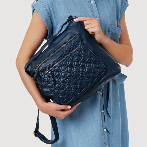 Pavers Multi-Zip Cross-Body Bag - Navy